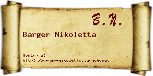 Barger Nikoletta névjegykártya